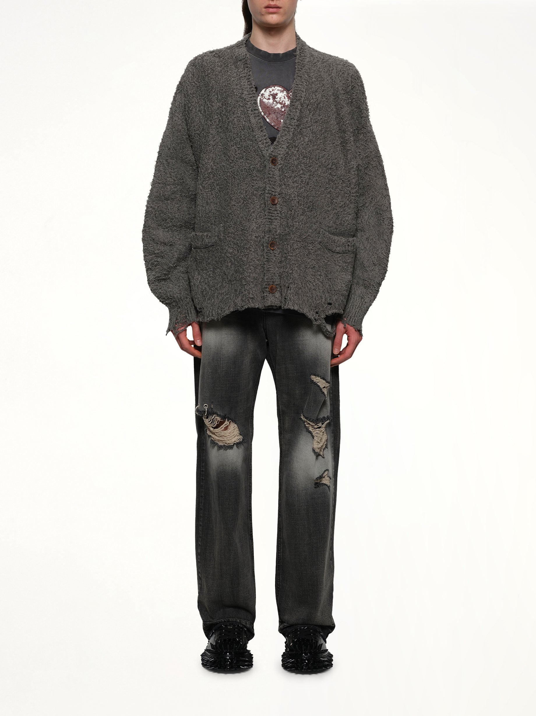 Backbone Knit Cardigan in Grey - 7