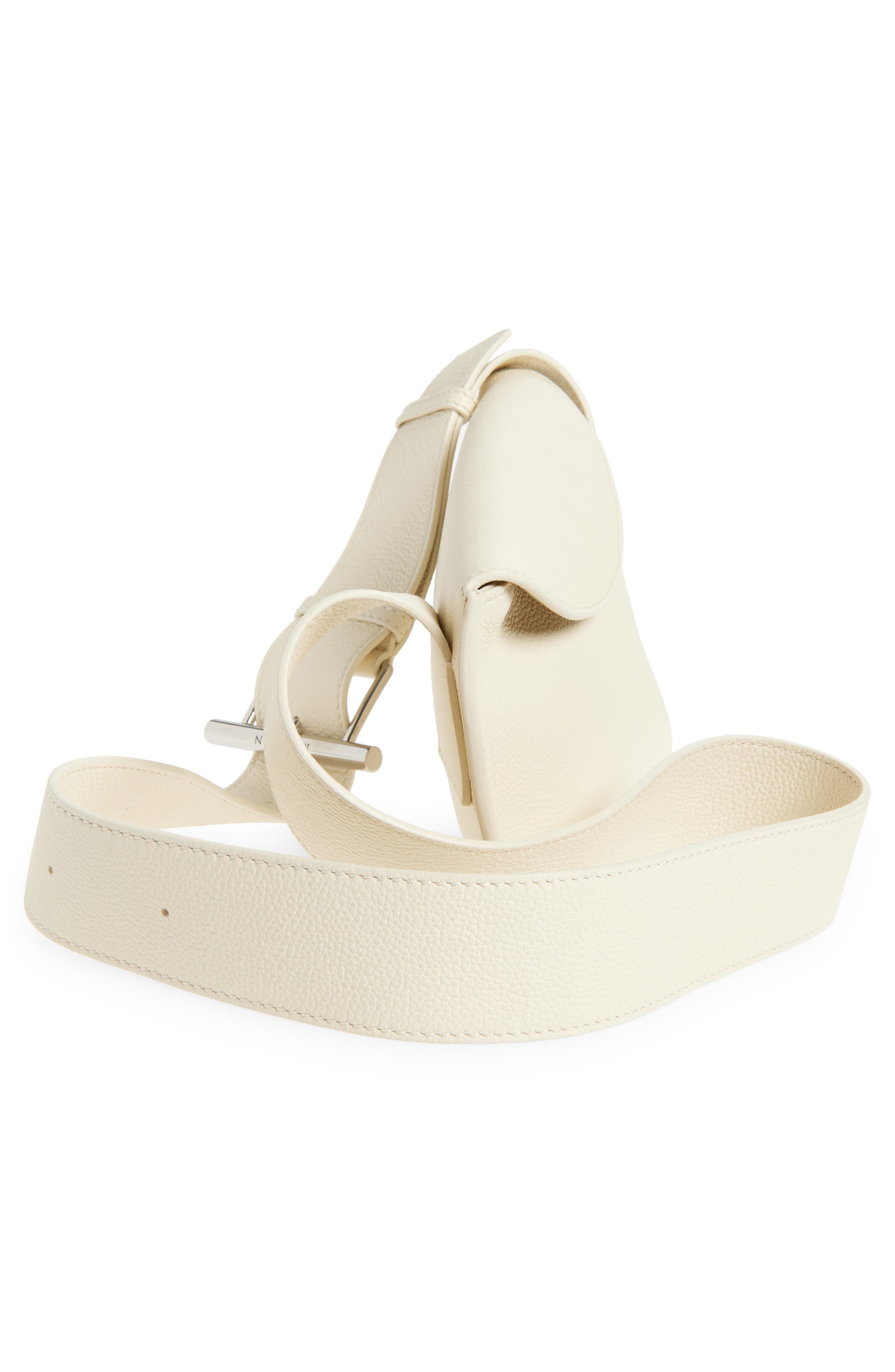 McQueen T-Bar Sling Asymmetric Leather Crossbody Bag in Cream/Silver at Nordstrom - 6