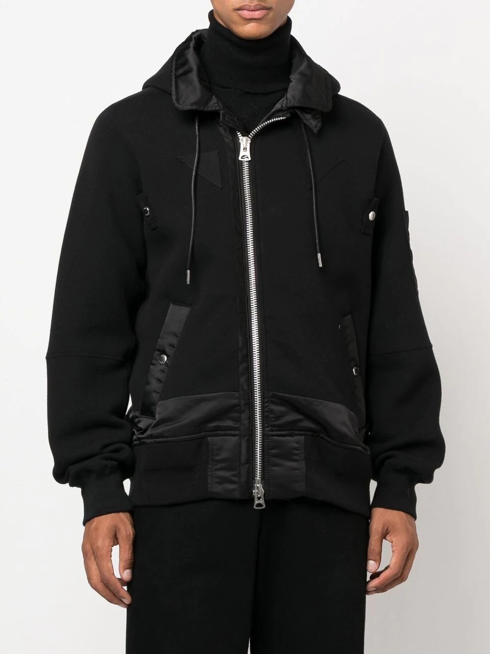 panelled hooded bomber jacket - 2