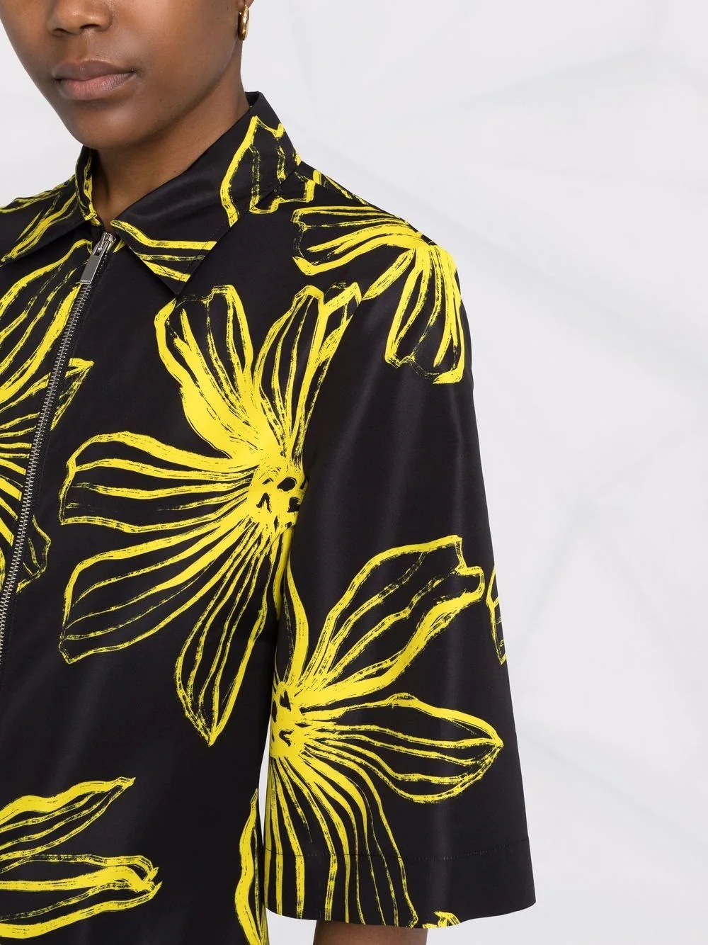 floral-print zip-up shirt - 3