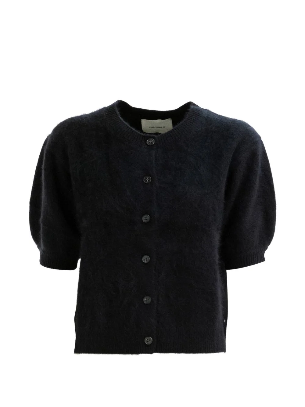 brushed puff-sleeve cardigan - 1