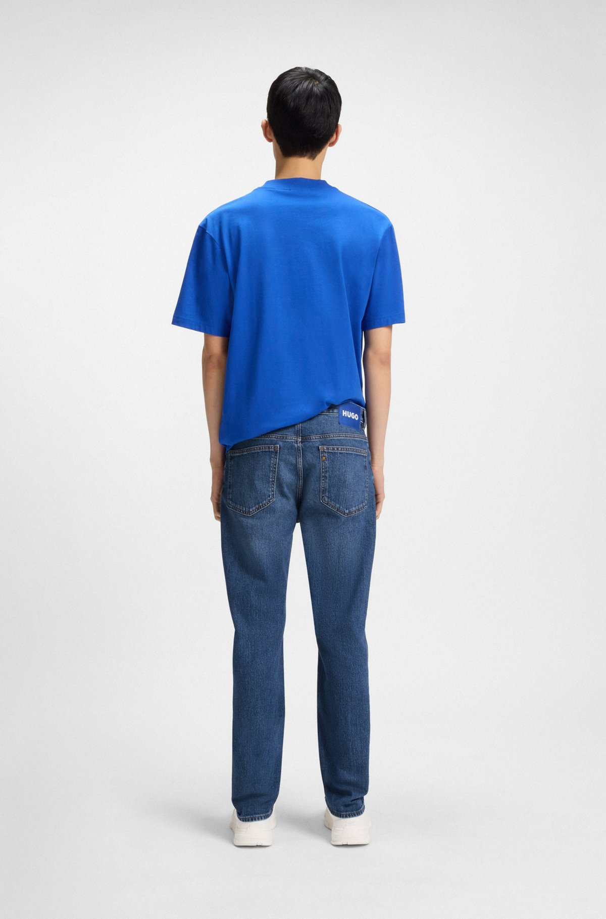 SLIM-FIT JEANS IN BLUE STRETCH DENIM - 4