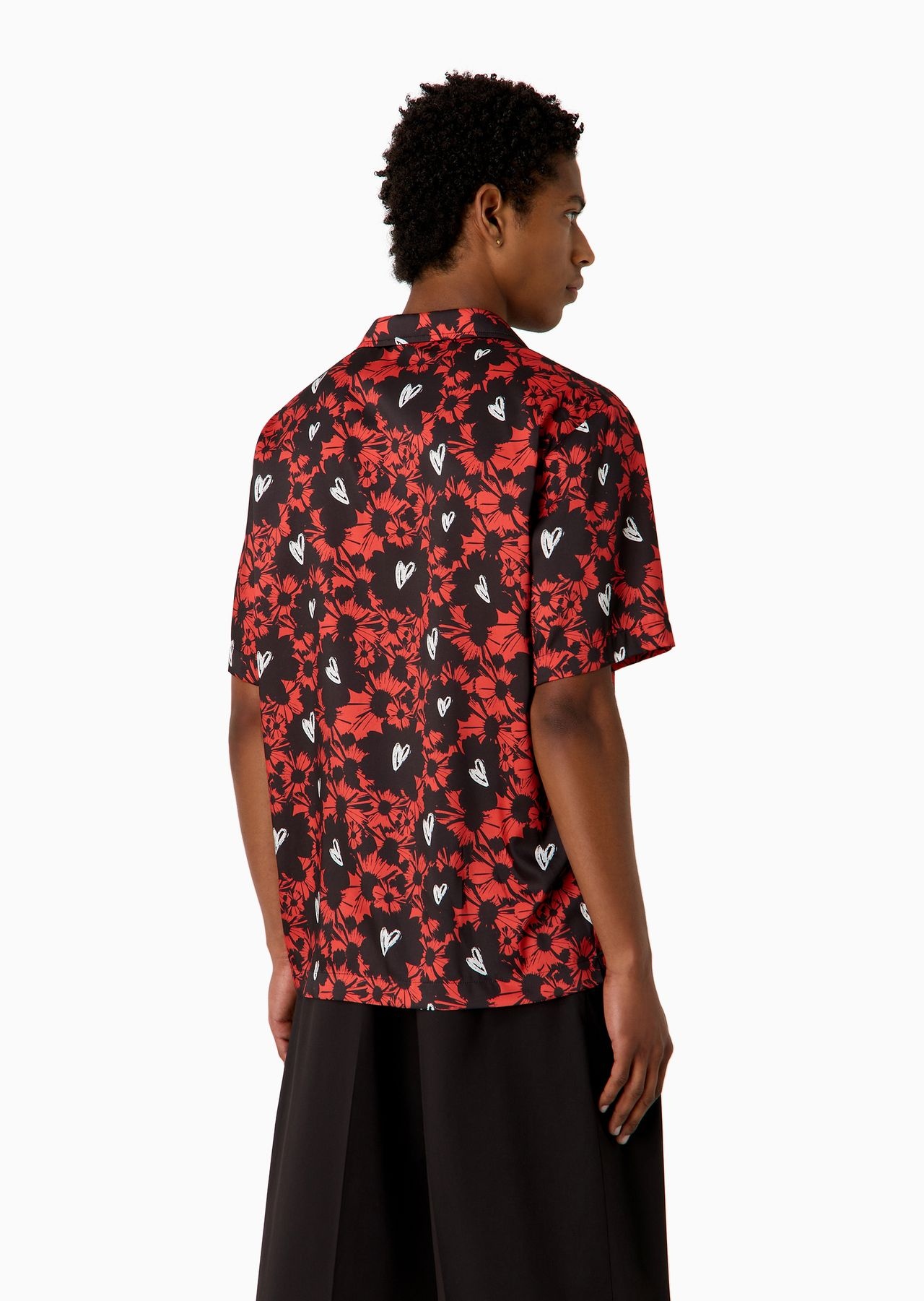 Short-sleeved twill shirt with all-over Mon Amour print - 3