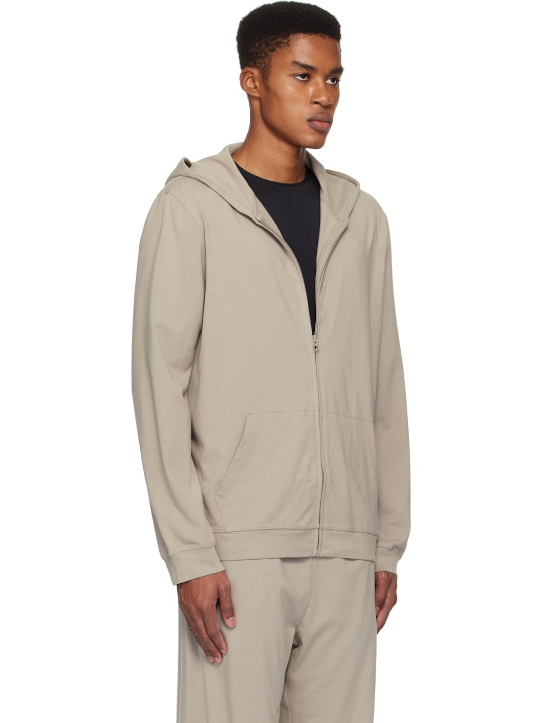 Gray Jersey Lounge Zip Up Hoodie - 2