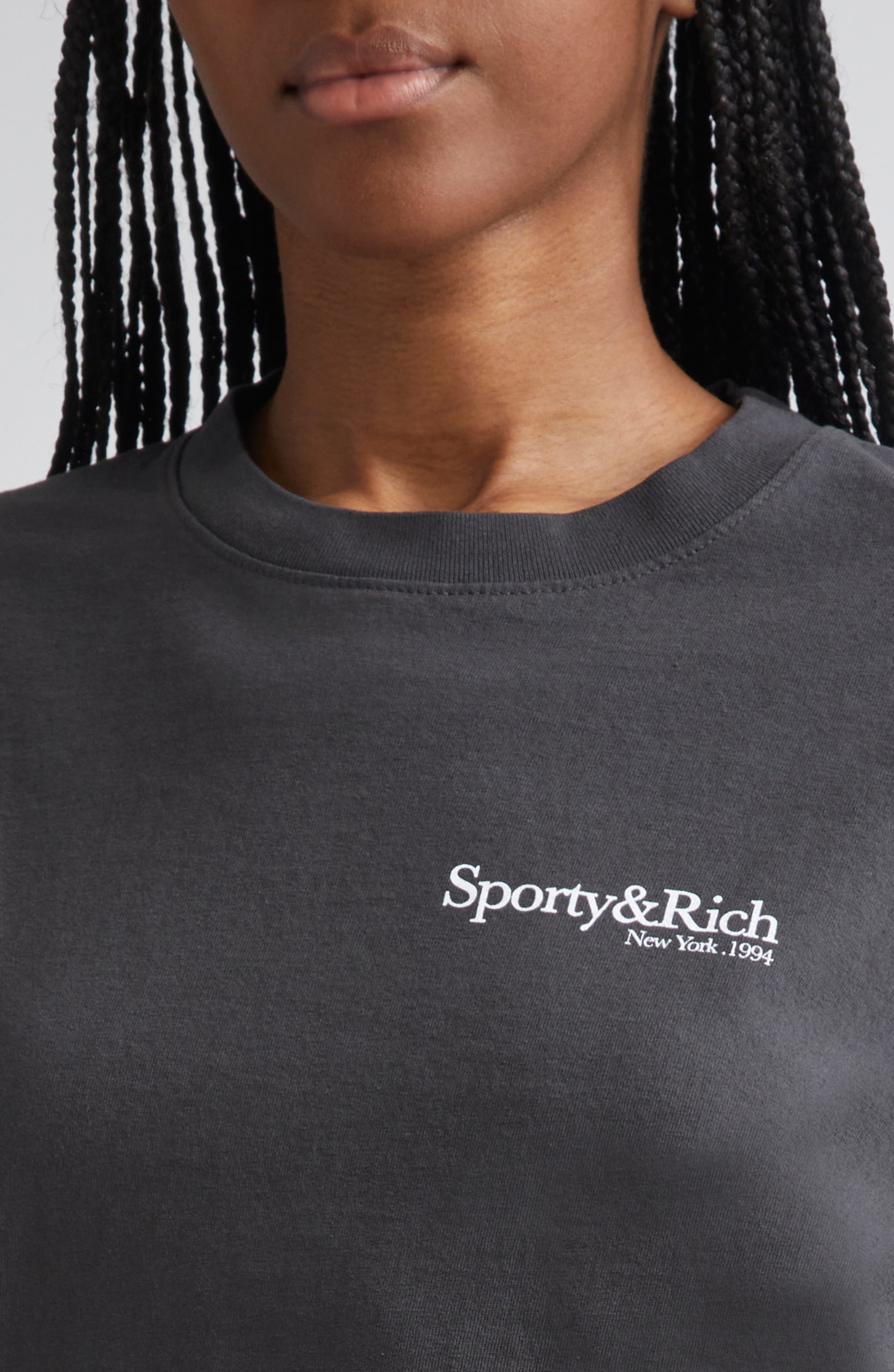 Sporty & Rich Health & Wellness Club New York Cotton Graphic T-Shirt in Faded Black at Nordstrom - 5