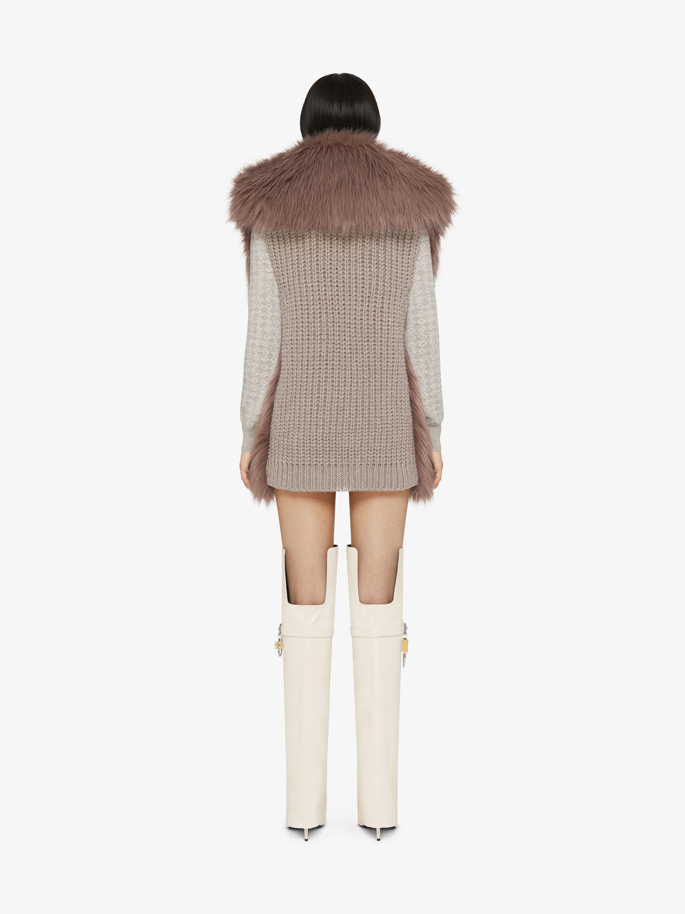 SLEEVELESS JACKET IN FAUX FUR AND KNIT - 3
