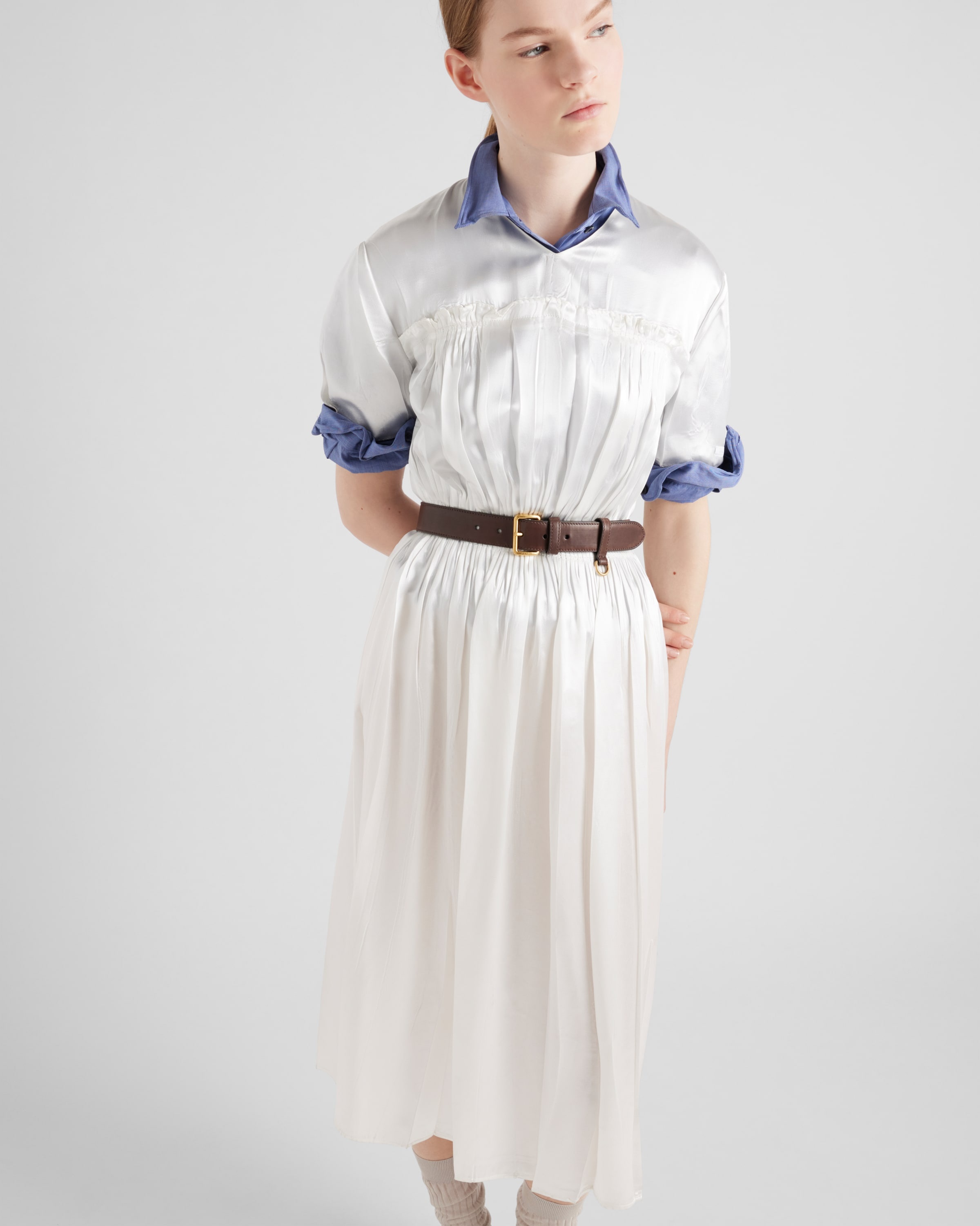 Embroidered satin midi-dress - 3