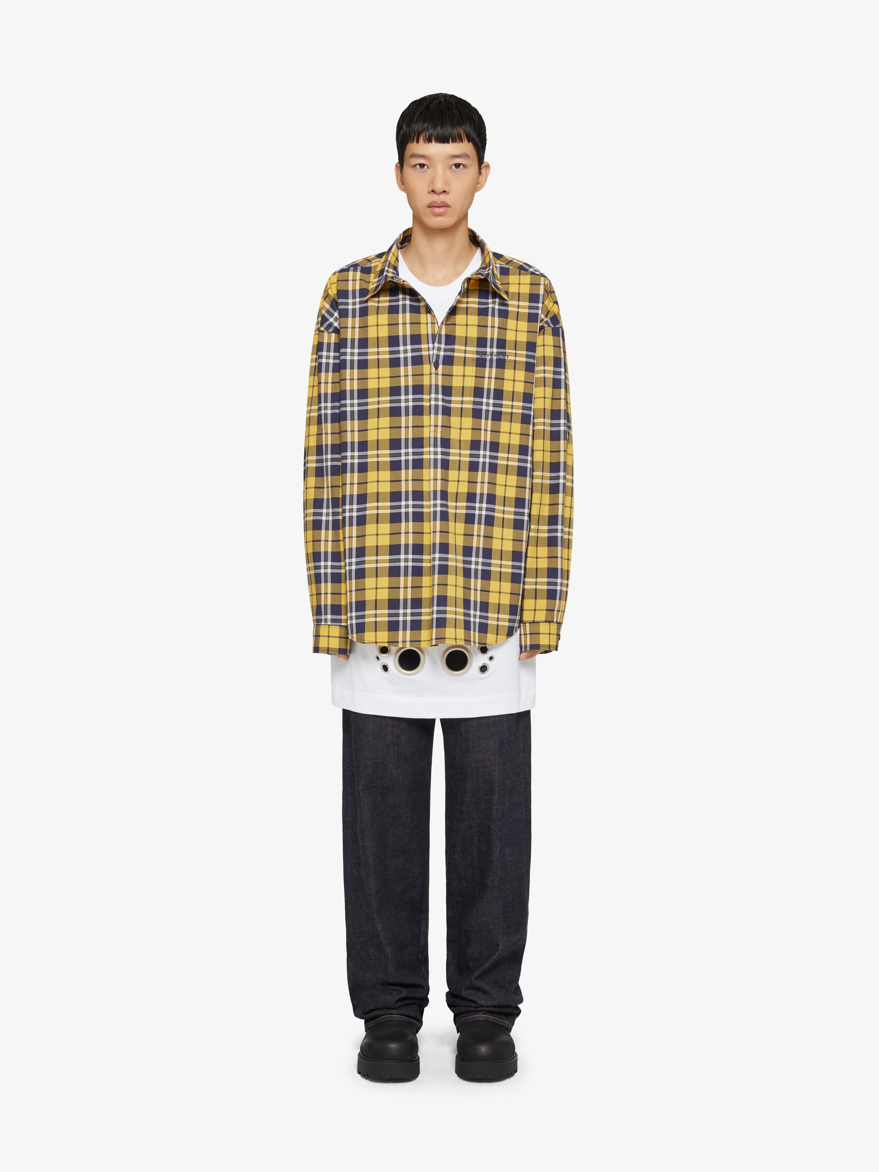 OVERSIZED ASYMMETRICAL CHECKED SHIRT IN COTTON - 2