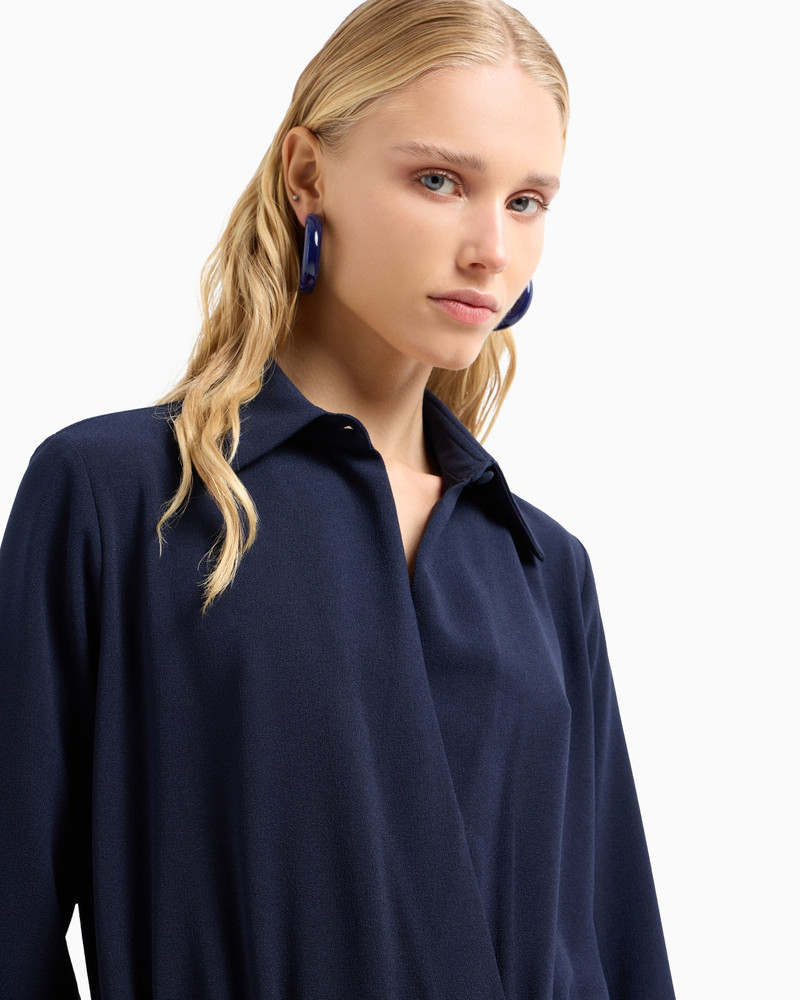 Stretch sablé fabric drawstring dress 5