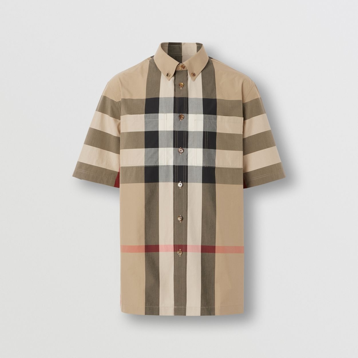 Short-sleeve Check Cotton Shirt - 1