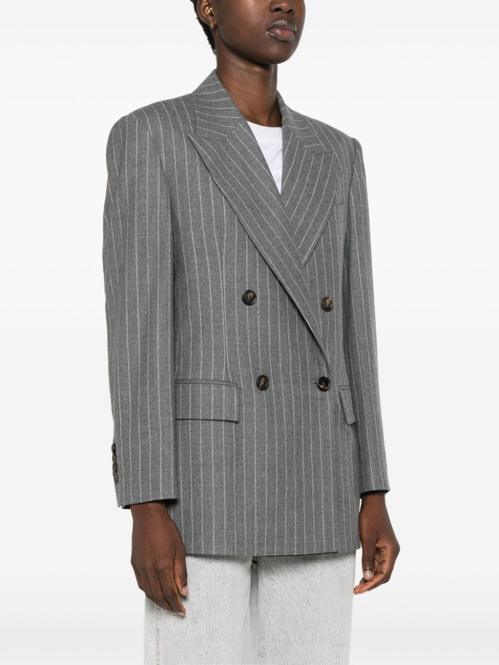 pinstriped wool blazer - 3