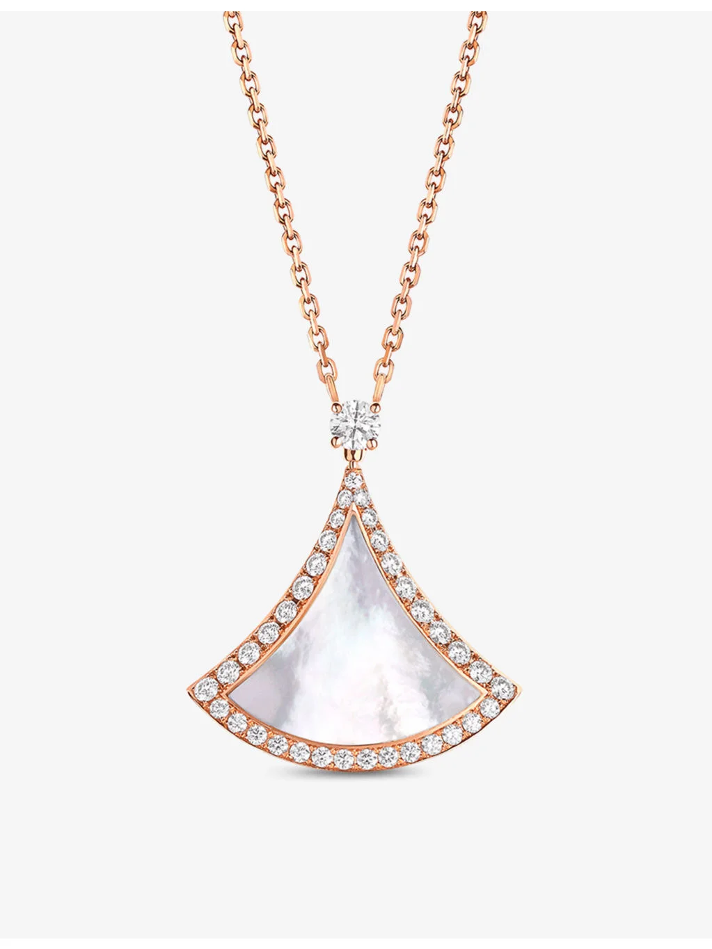 Divas' Dream 18ct rose-gold, mother-of-pearl and 0.5ct round brilliant-cut diamond necklace - 1