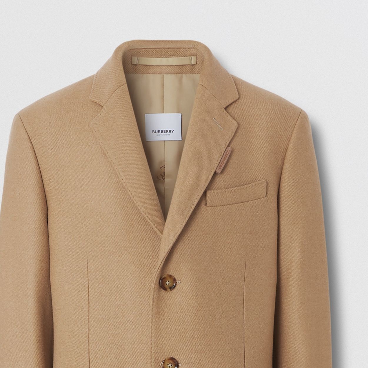 Cuff Detail Camel Hair Wool Tailored Coat - 8