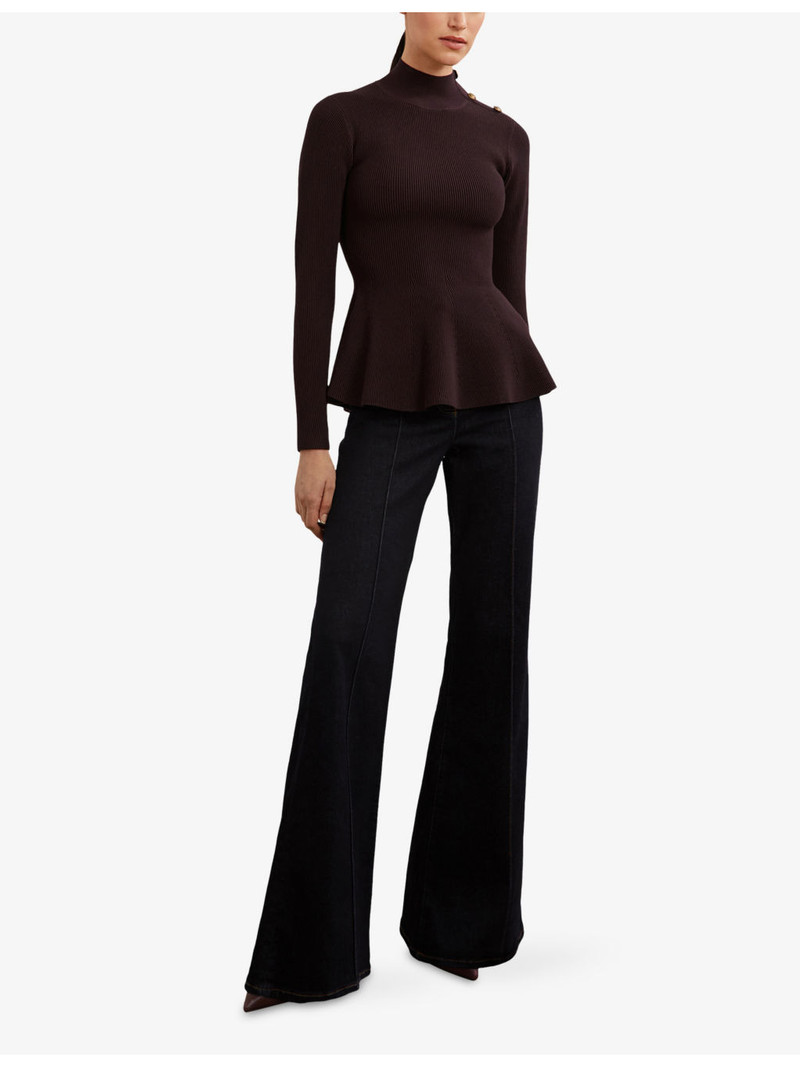 REISS Isabella Peplum-Hem Stretch-Knit Top outlook