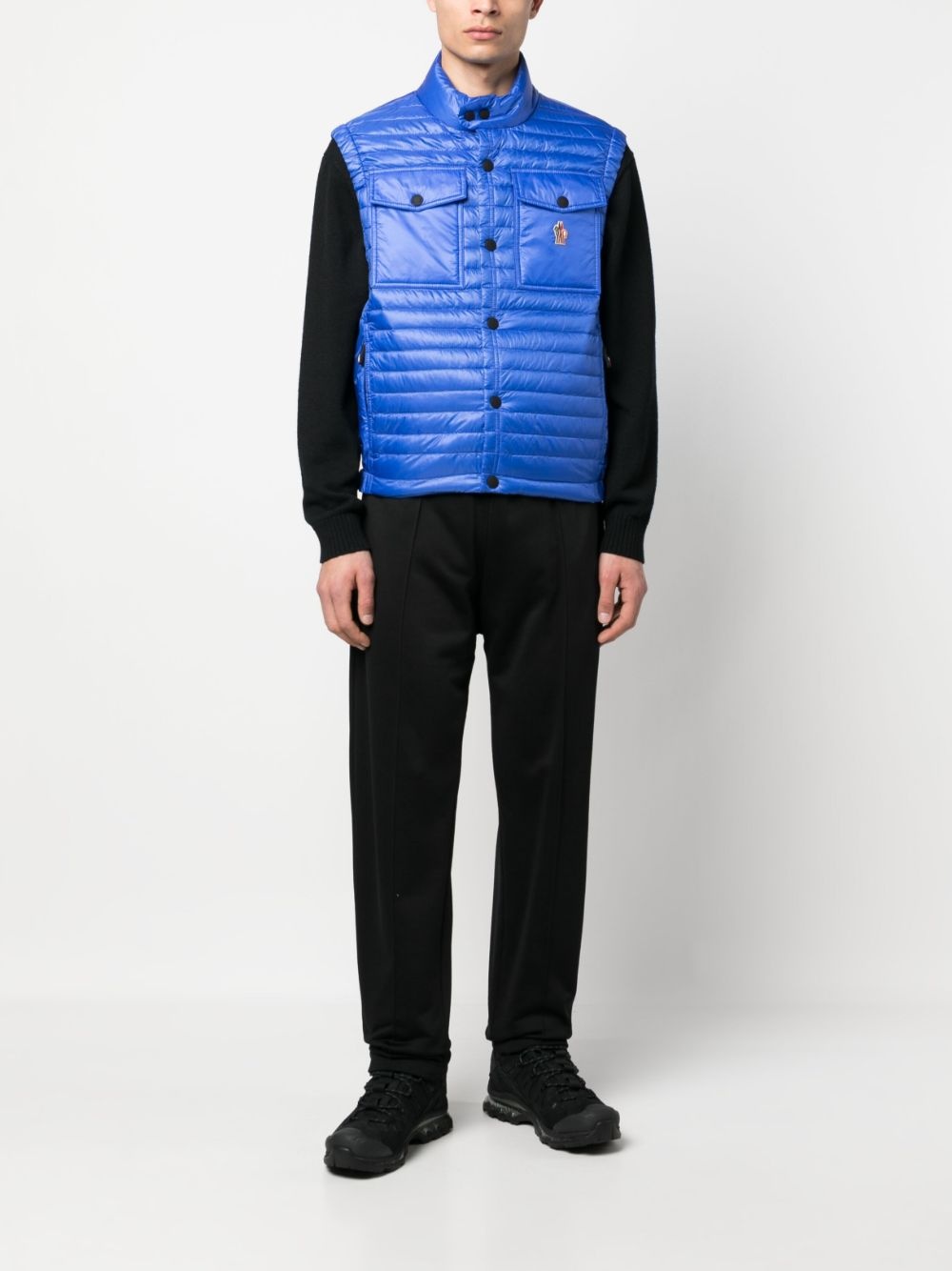 logo-patch quilted gilet - 2