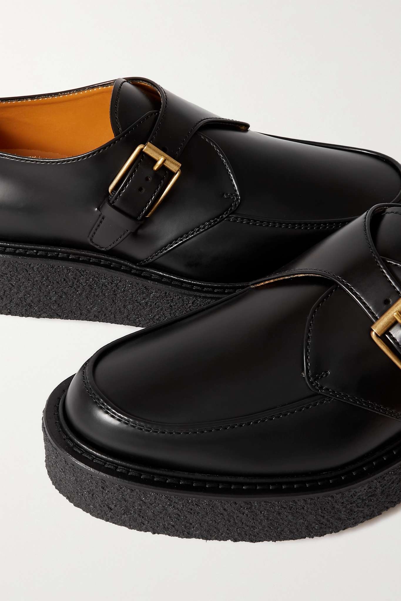 Buckled leather platform loafers - 4