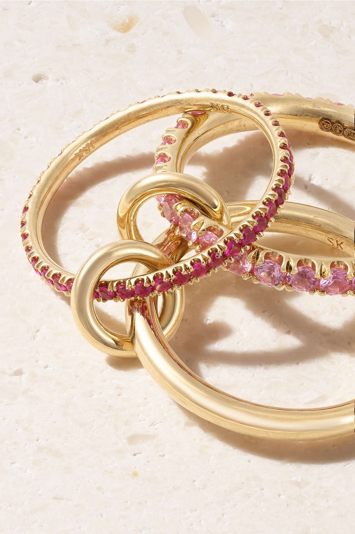 Norah set of three 18-karat gold sapphire rings - 4
