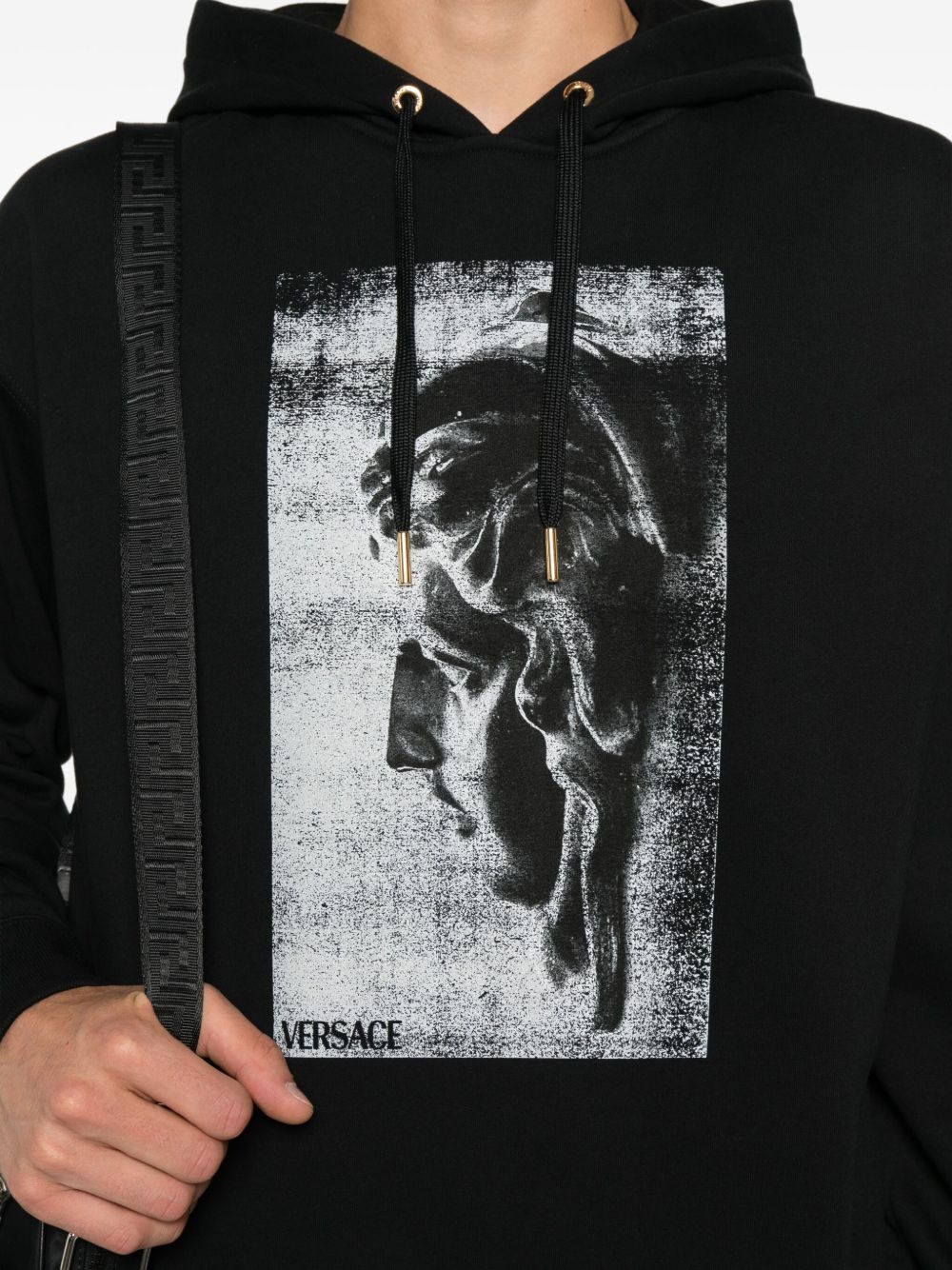statue-print cotton hoodie - 5