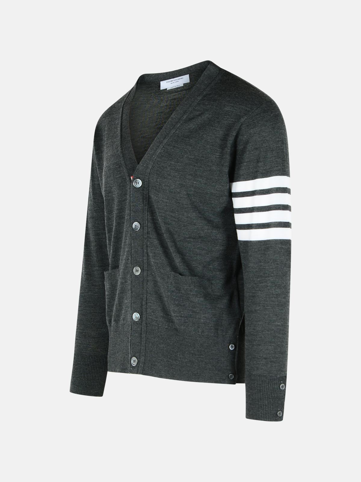 '4BAR' DARK GREY VIRGIN WOOL CARDIGAN - 2