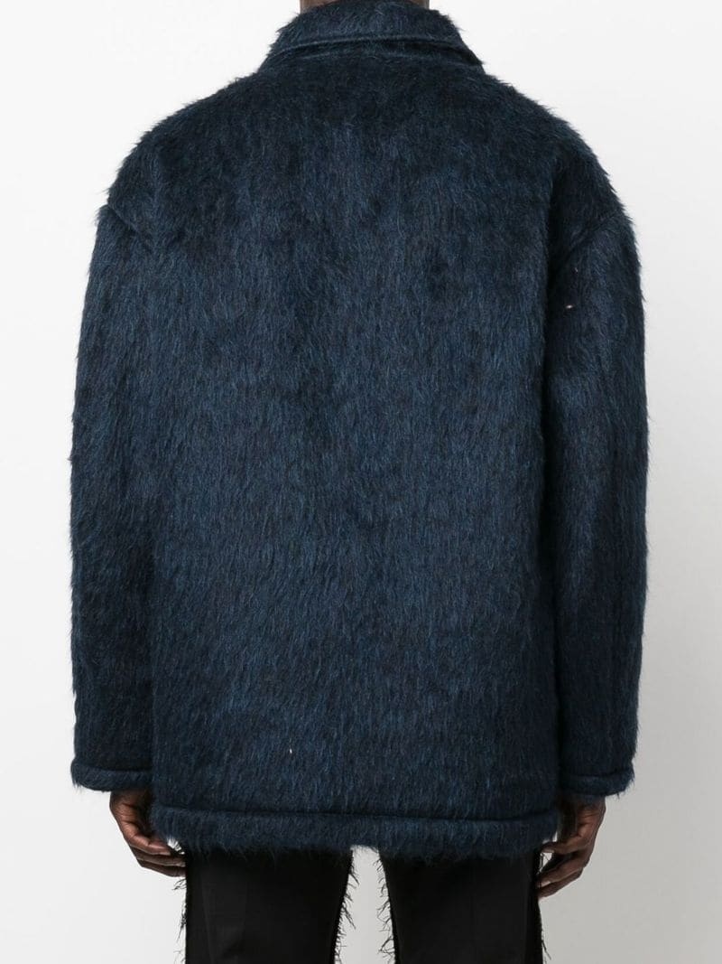 button-up faux-fur coat - 4