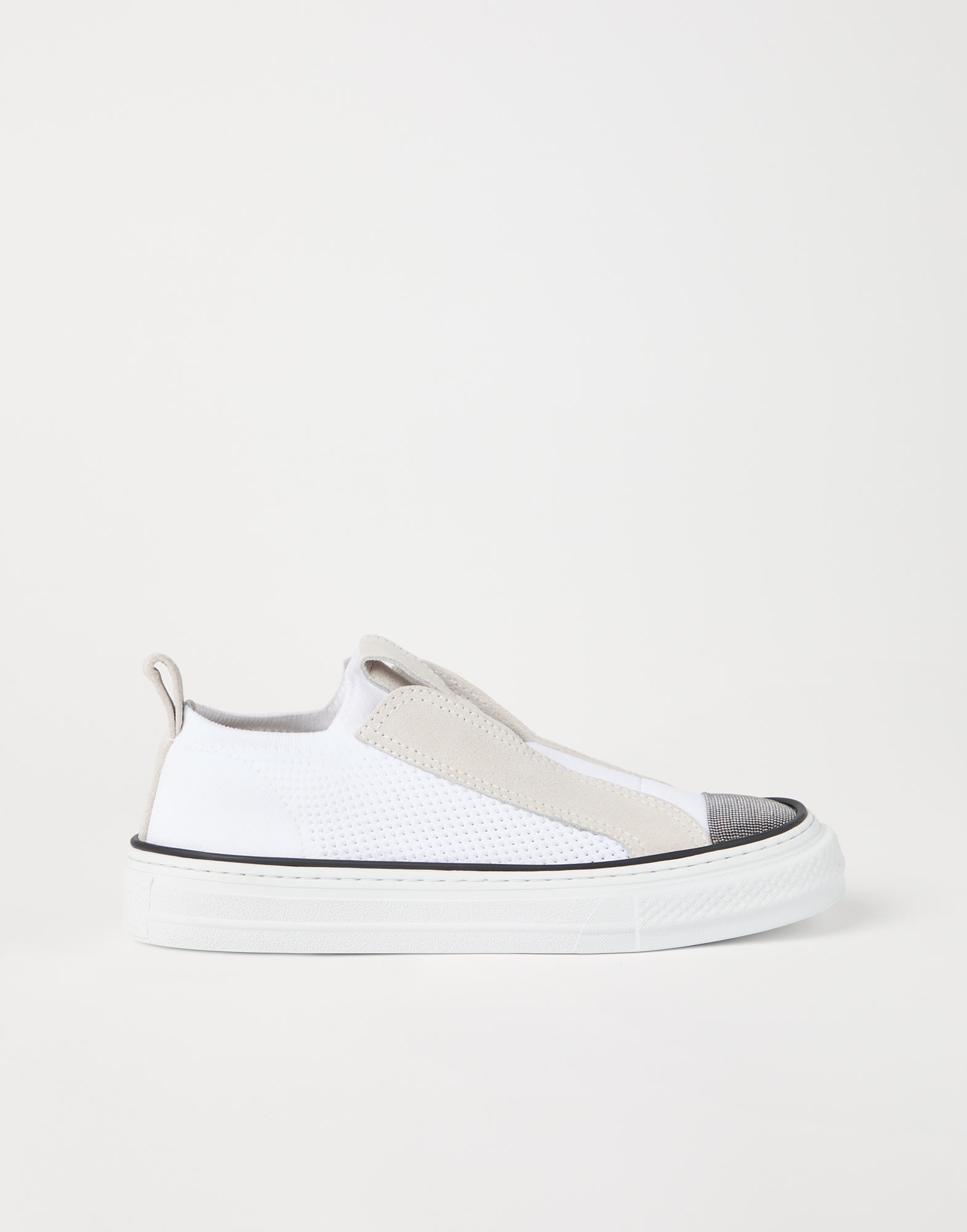 Knit and suede slip-on sneakers with precious toe - 5