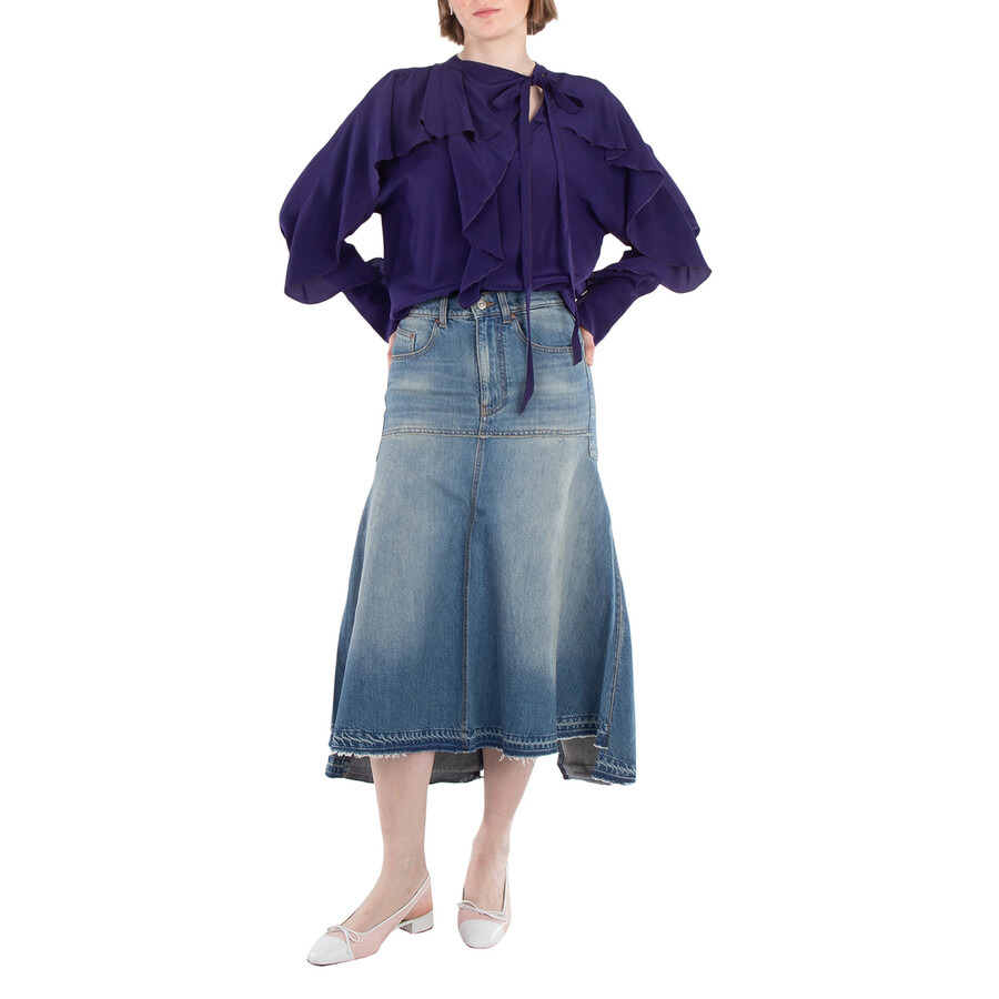 Victoria Beckham Patched Denim Skirt - 4