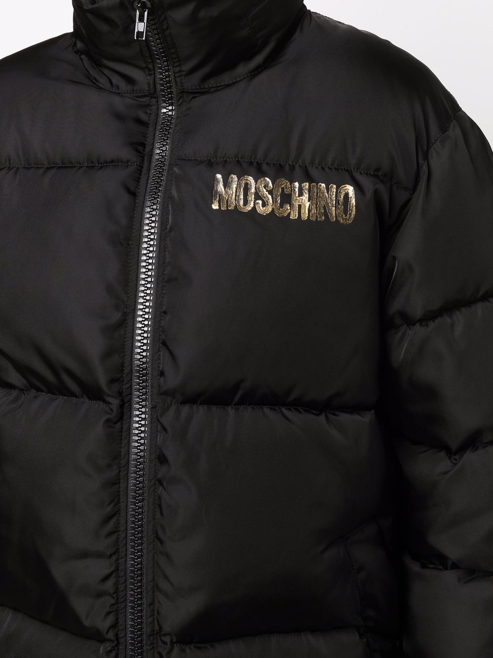 quilted down logo-print coat - 5