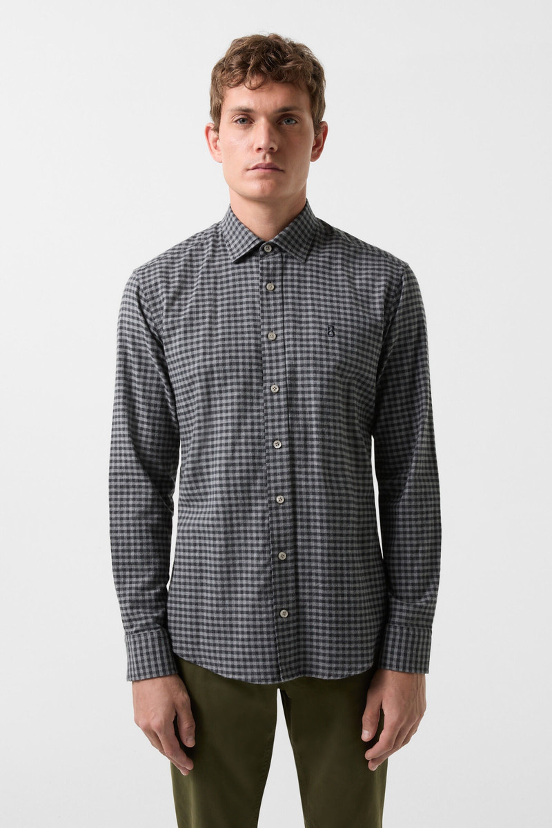 BOGNER Timi Flannel shirt in Light grey/anthracite outlook
