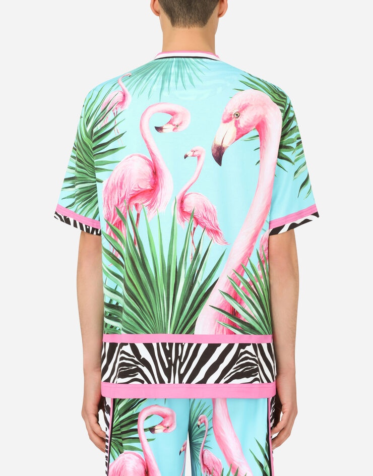 Cotton T-shirt with flamingo print - 7