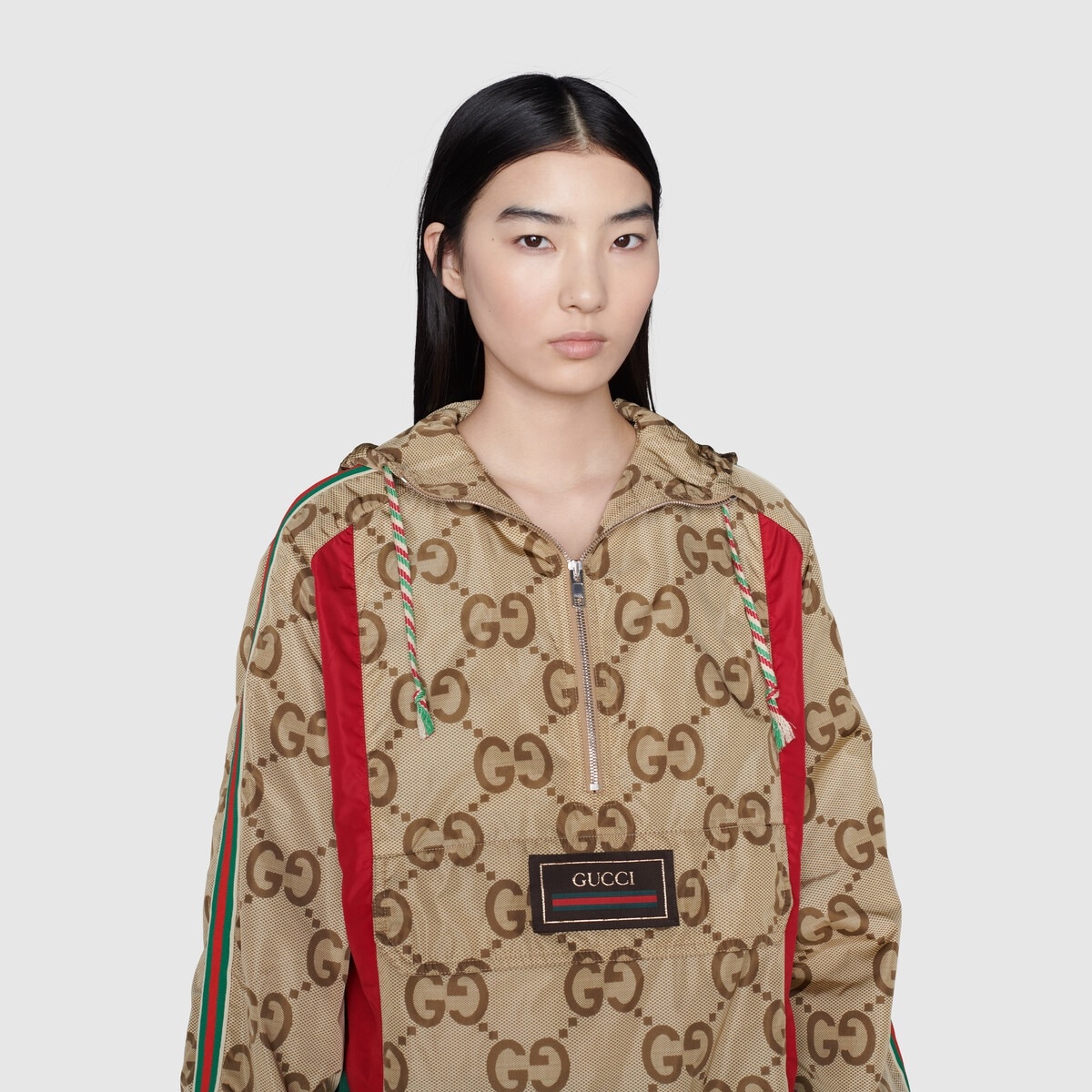 Gucci Tiger jumbo GG anorak coat with Web - 7