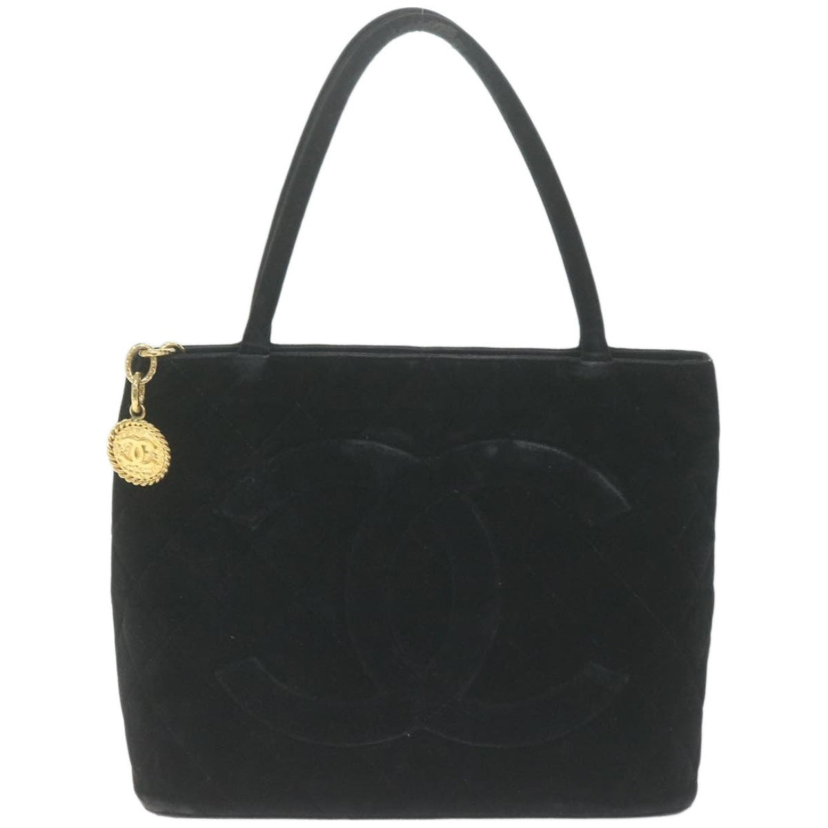 CHANEL Materasse Tote Bag Velor Standard Black CC - 13
