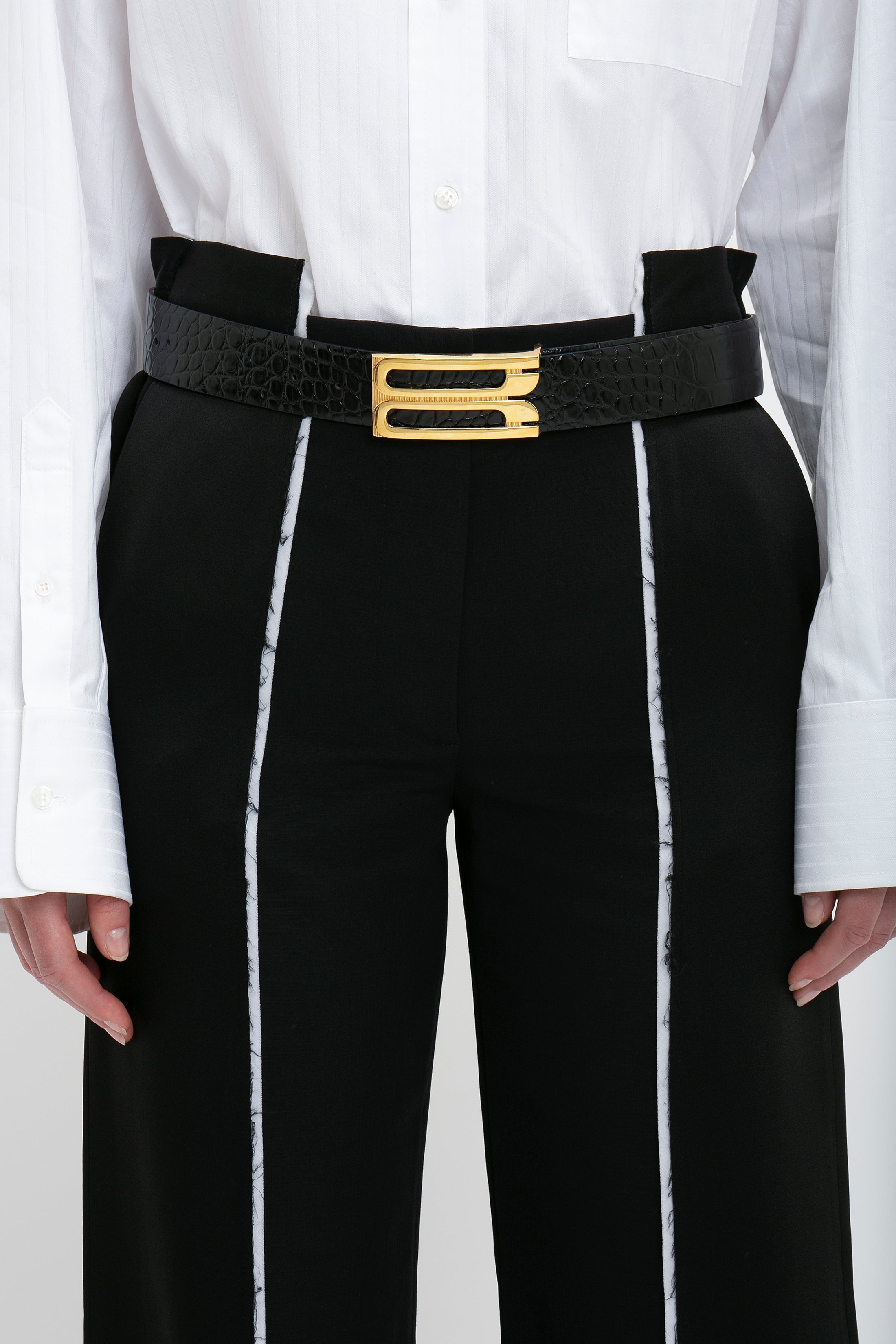 Frame Buckle Belt in Black Leather