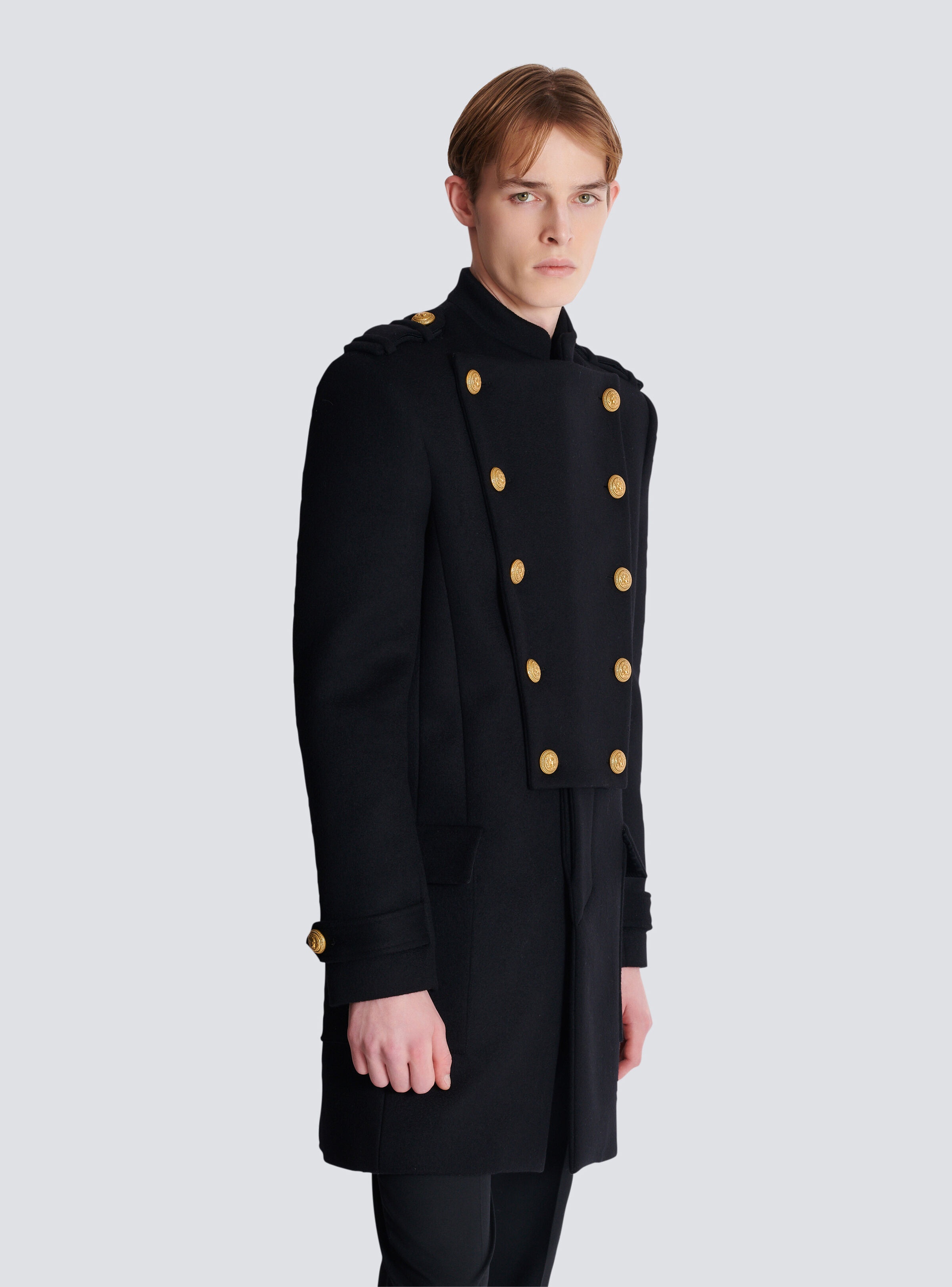 Wool and cashmere coat with detachable bib front - 6