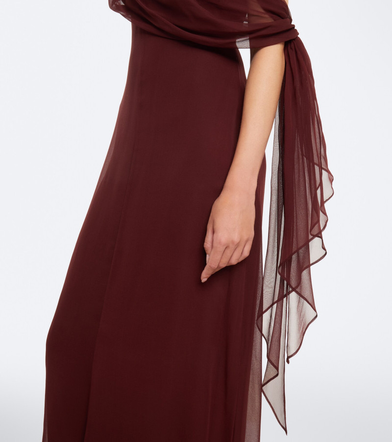 Draped silk chiffon one-shoulder gown 4