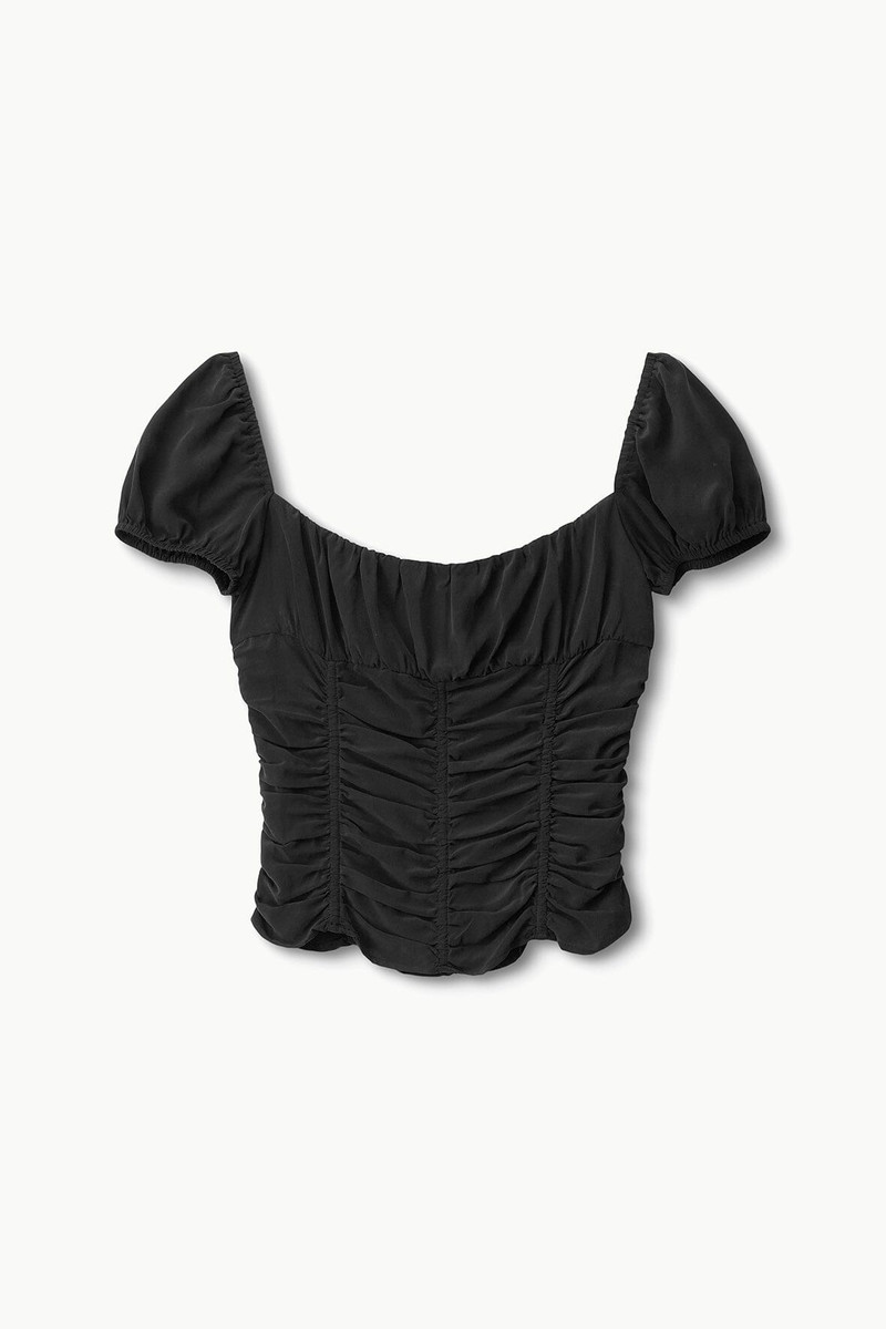 STAUD ELBA SILK TOP BLACK 1