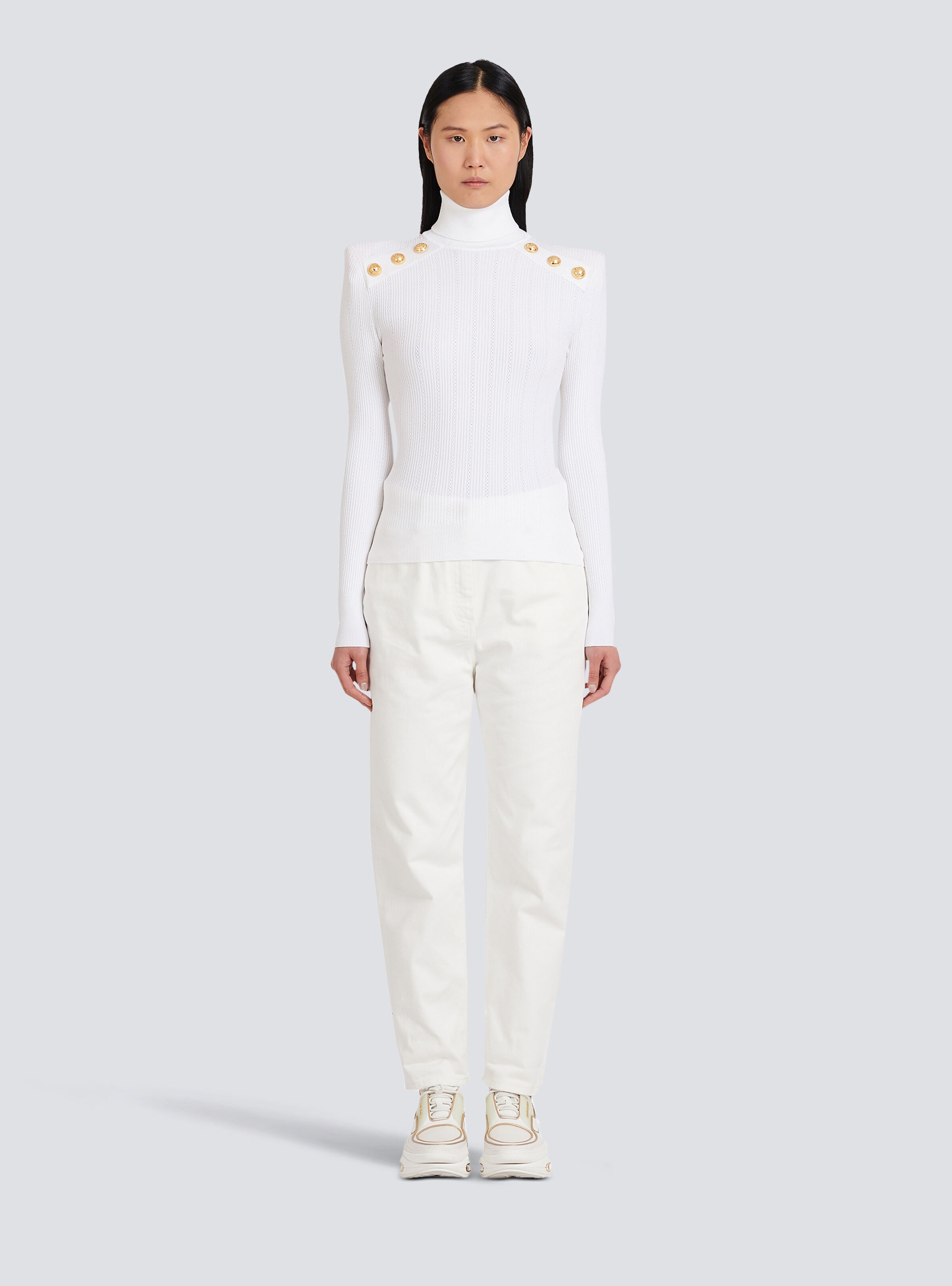 Knit sweater with gold-tone buttons - 3