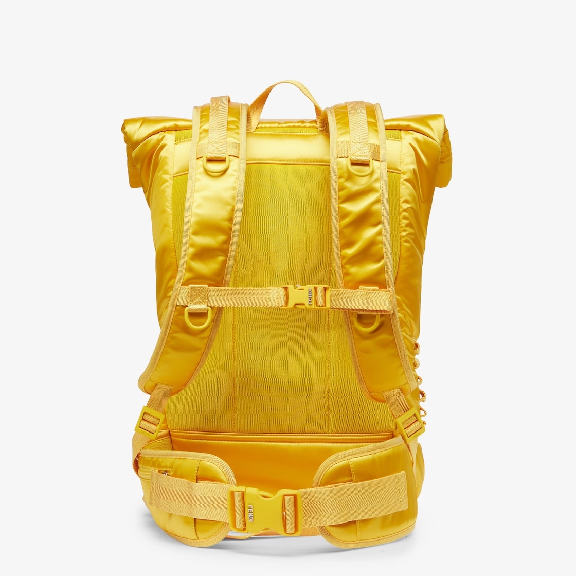 Rolltop backpack in yellow nylon, decorated with enameled tone on tone Baguette buckle. Button and h - 3