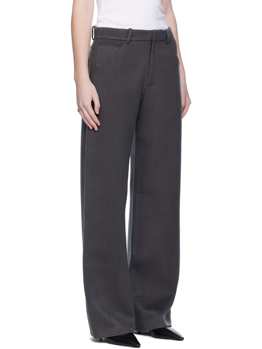 Gray Handmade Wool Cashmere Trousers - 2