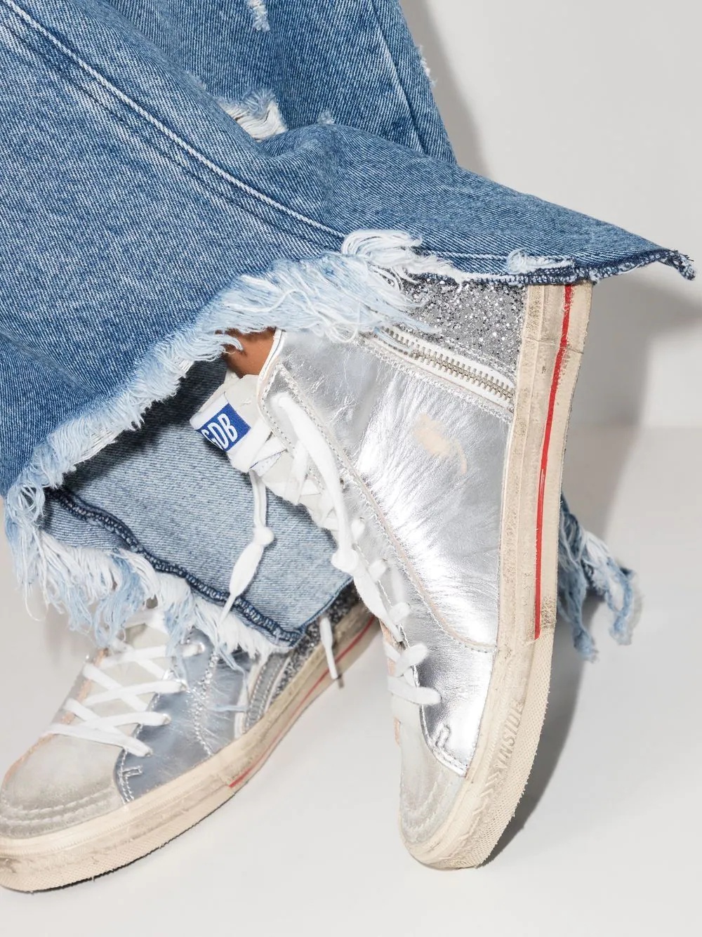 logo-patch lace-up sneakers - 3