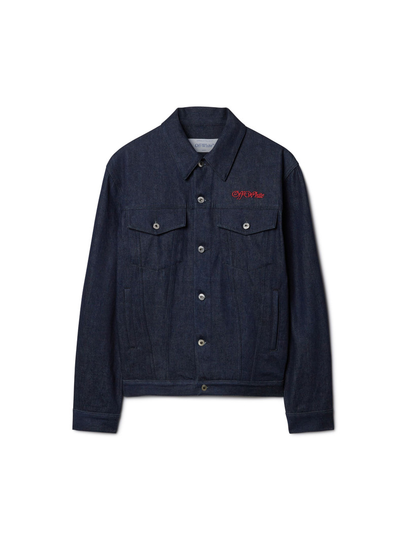Dusty Blue Script Skate Denim Jacket 1