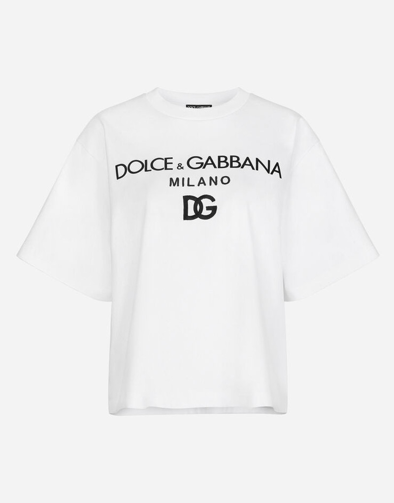 Jersey T-shirt with flocked logo print - 1