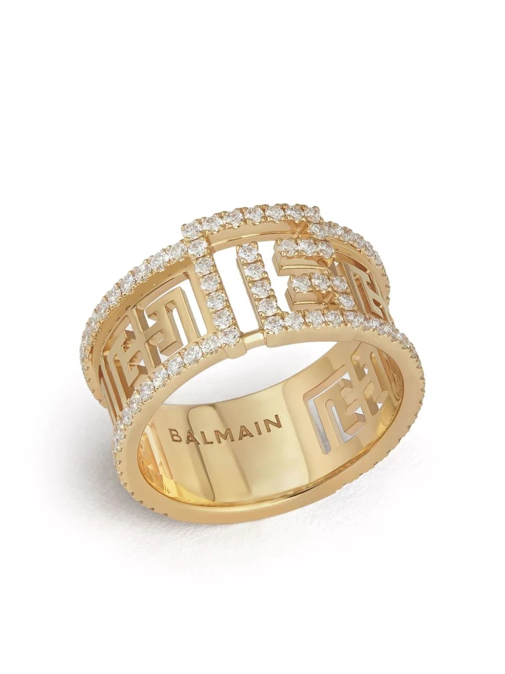 18kt yellow gold Labyrinth frieze pave diamond ring - 3