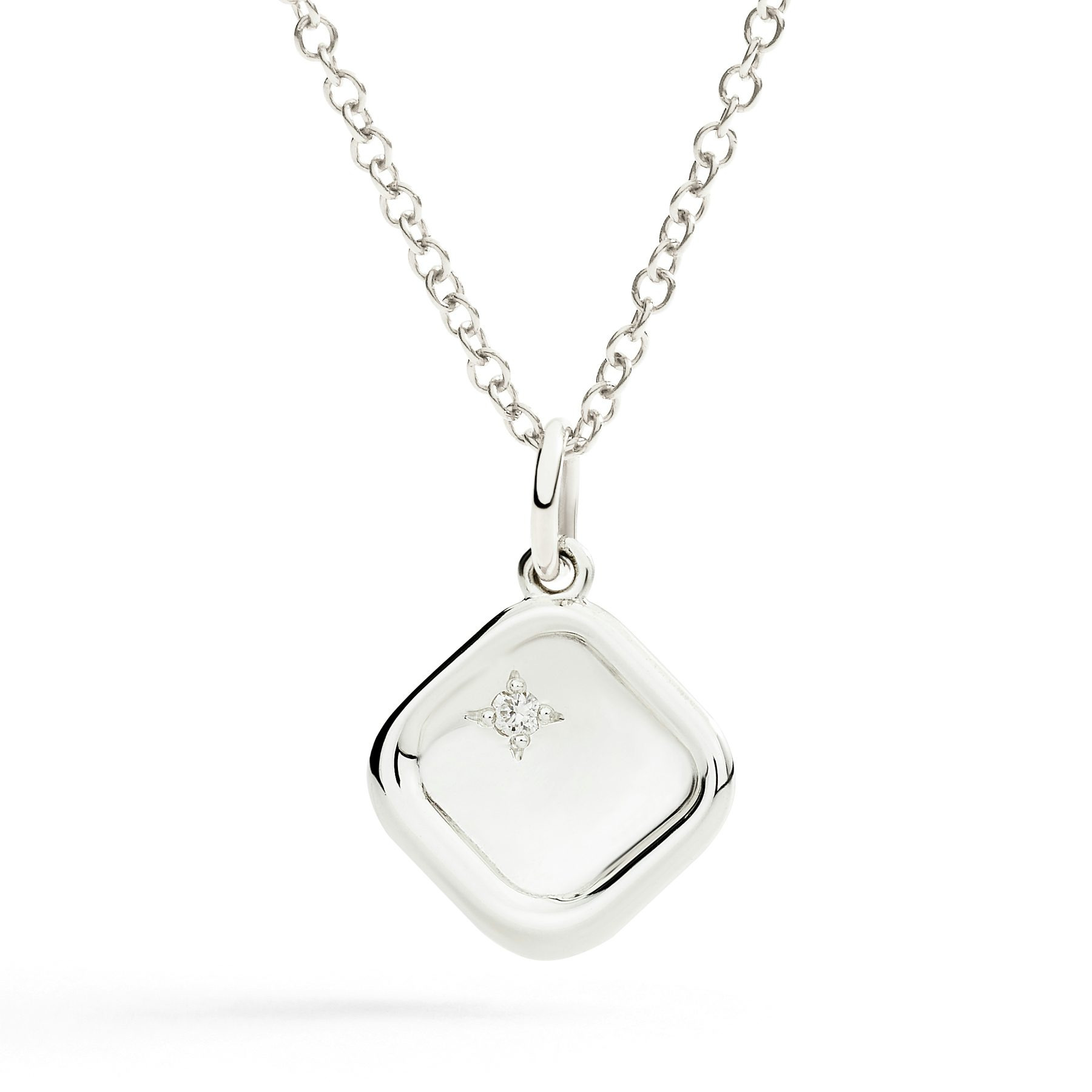 SILVER & WHITE DIAMOND SIGNET CHARM - 2
