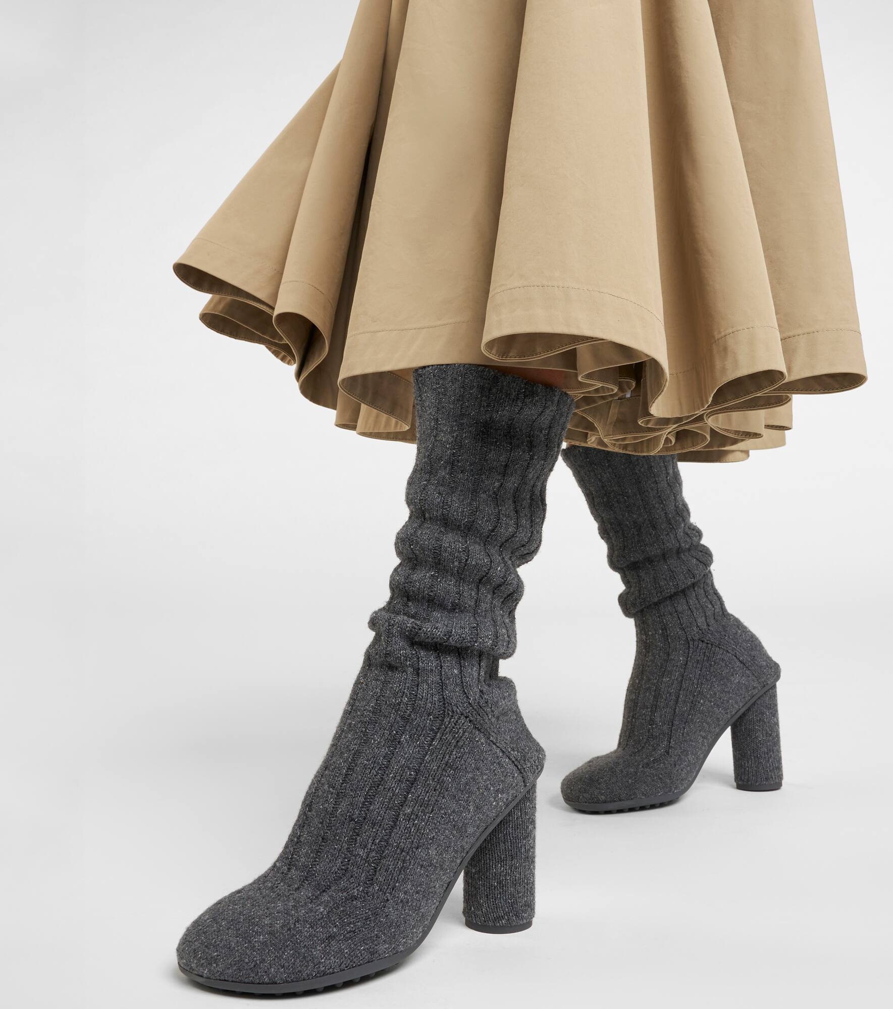 Wool-blend knee-high sock boots - 4