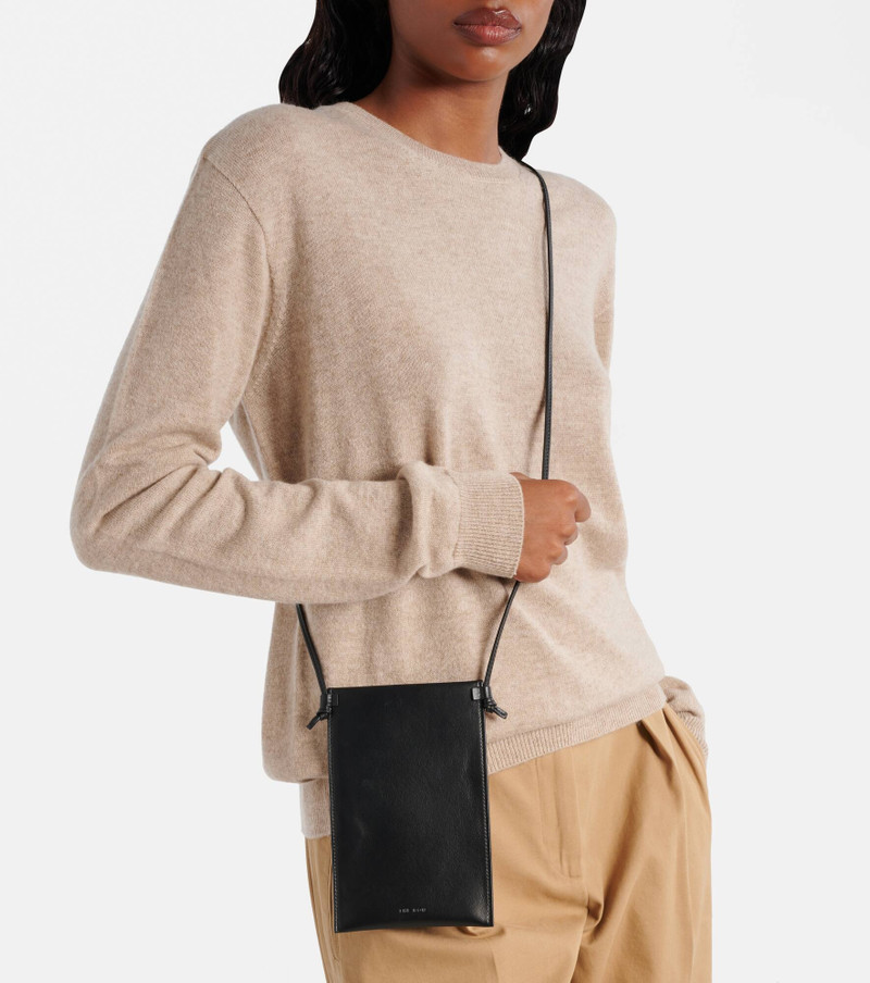 The Row Camie leather pouch with strap outlook