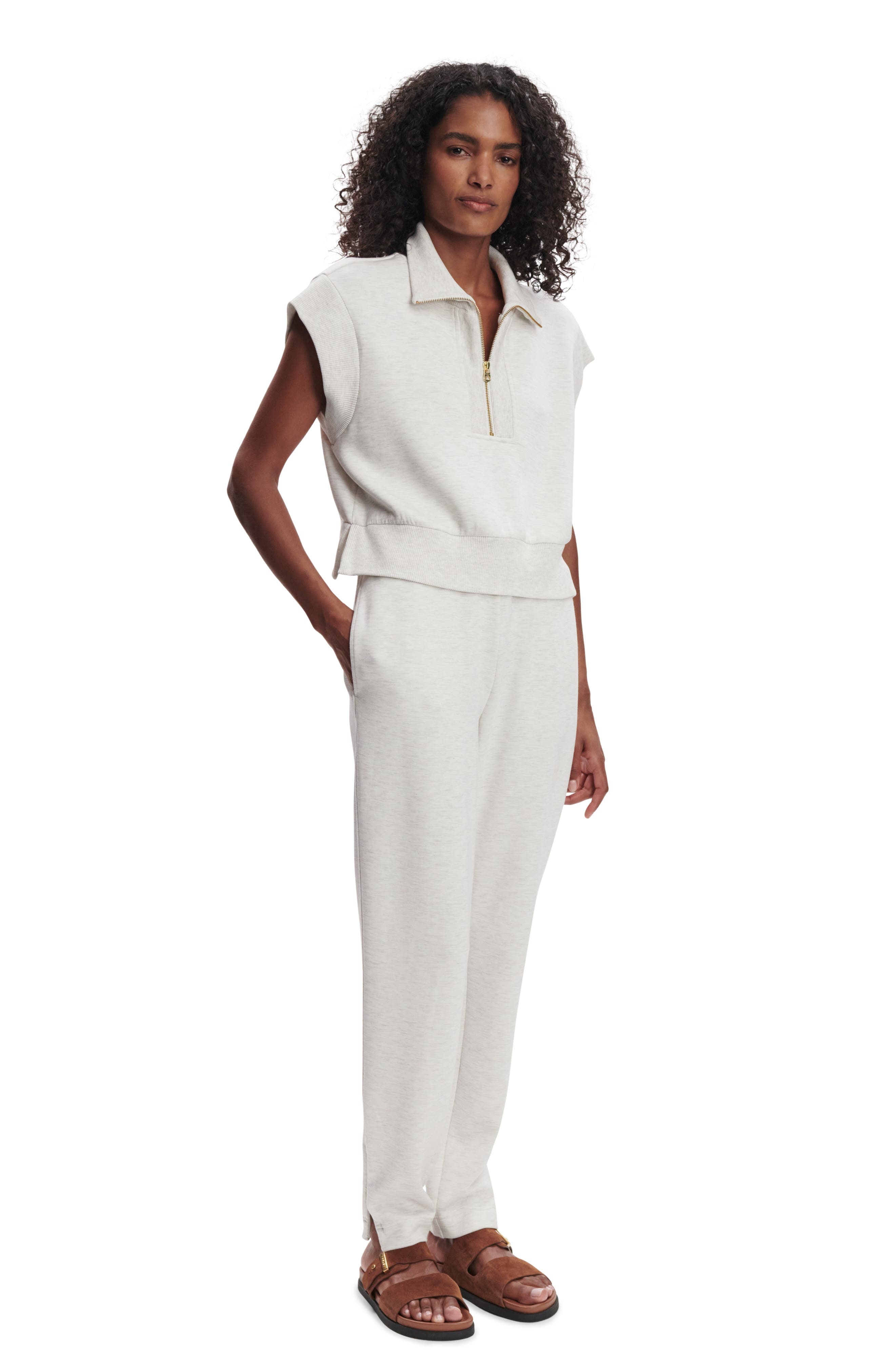 Varley Kelly Half Zip Sweatshirt in Ivory Marl at Nordstrom - 7