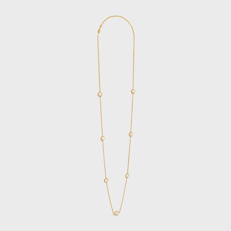 Les Perles Celine Sautoir in Resin Pearls and Brass with Gold Finish 3