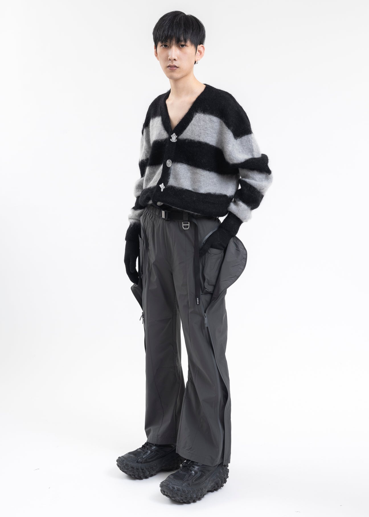 GREY STEREOSCOPIC ZIPPERED SKI PANTS - 11