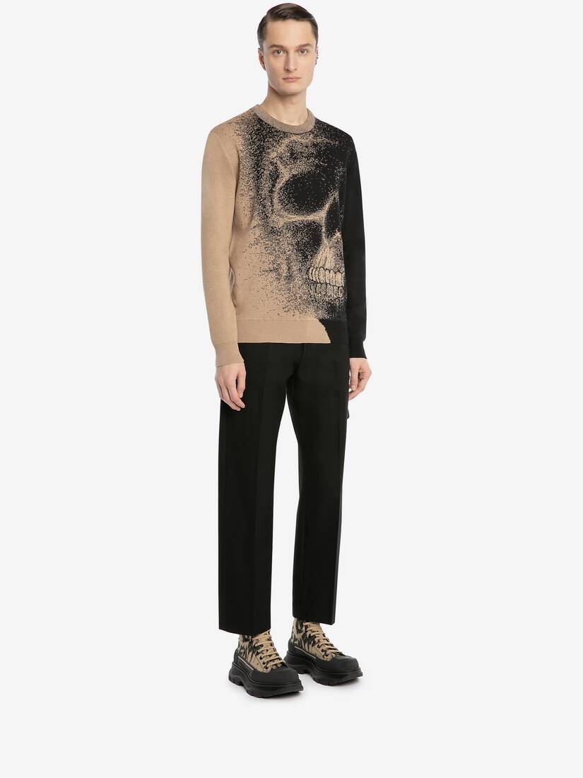 Skull Jacquard Jumper in Black/beige - 3