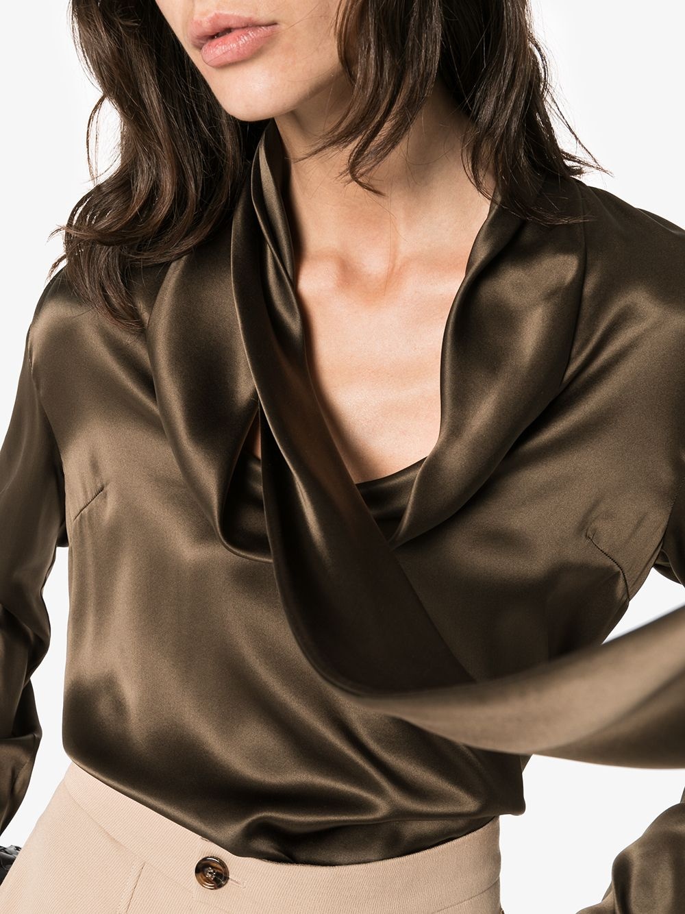 draped silk-satin blouse - 5